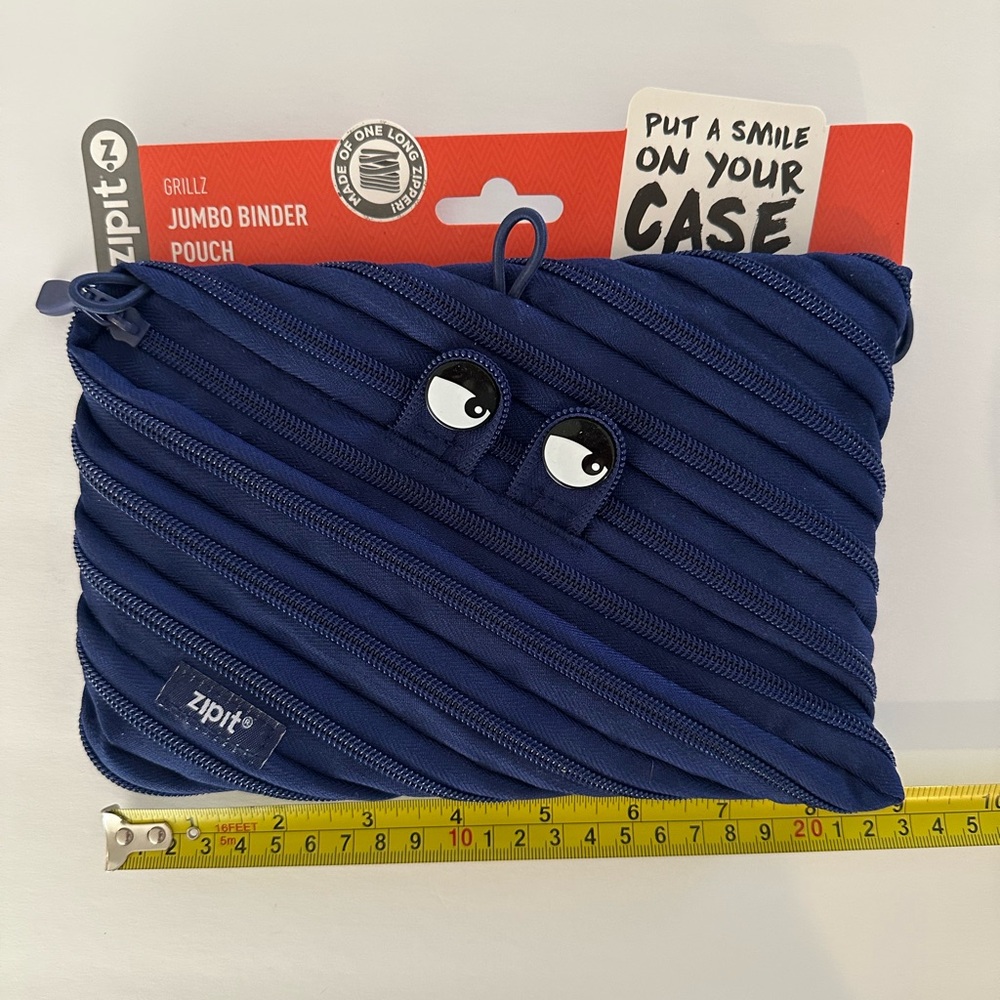 ZIPIT Blue Monster Teeth Jumbo Binder Pencil Case
